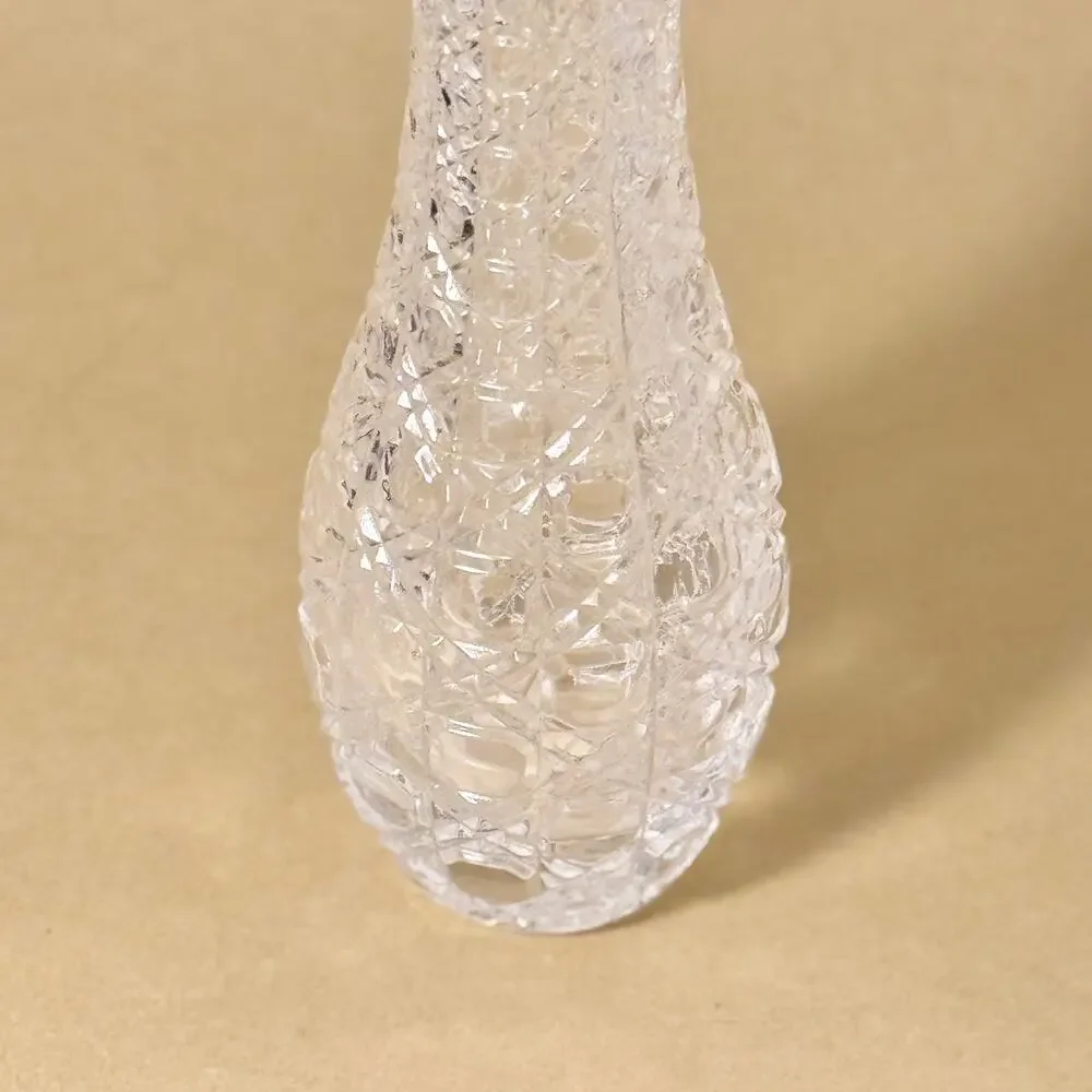Small Clear Crystal Glass Bud Vase Japanese Flower Vase 8.3 in Made in Japan